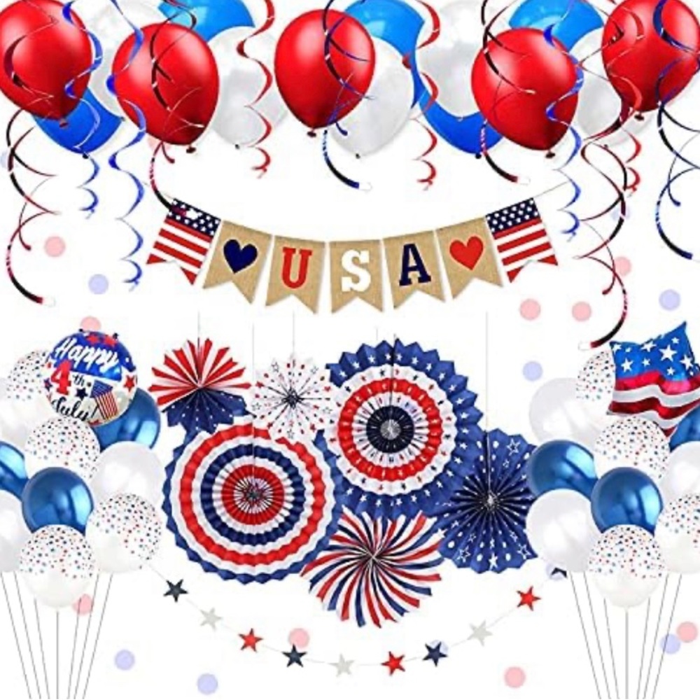 🆕 4th of July Independence Day Patriotic Theme Party Decorations 28 Pieces